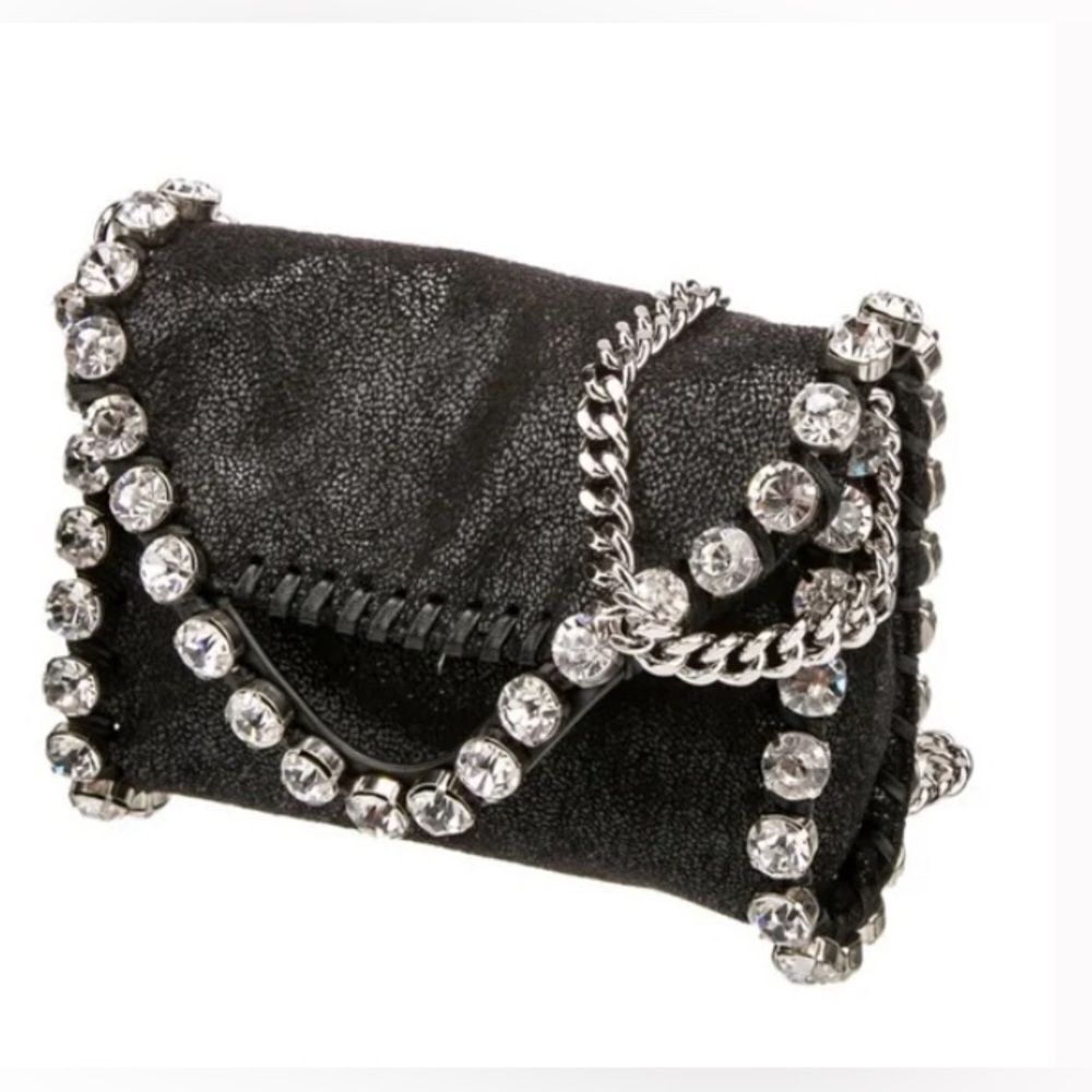 *Stella McCartney* Vegan Metallic Suede *Crstal-Studded* Mini Crossbody … - Picture 1 of 8